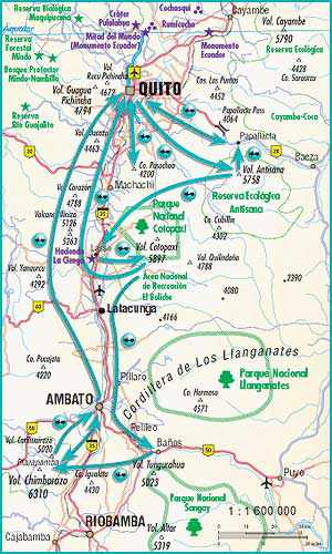 Mapa de trekking de Ecuador