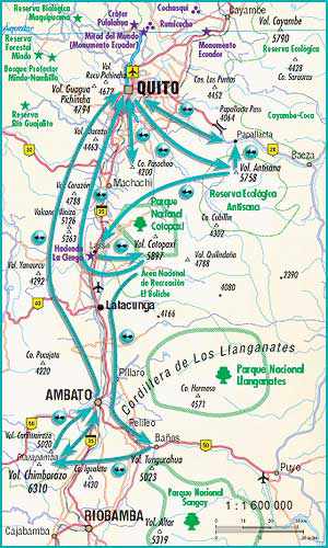 Mappa del trekking dell'Ecuador