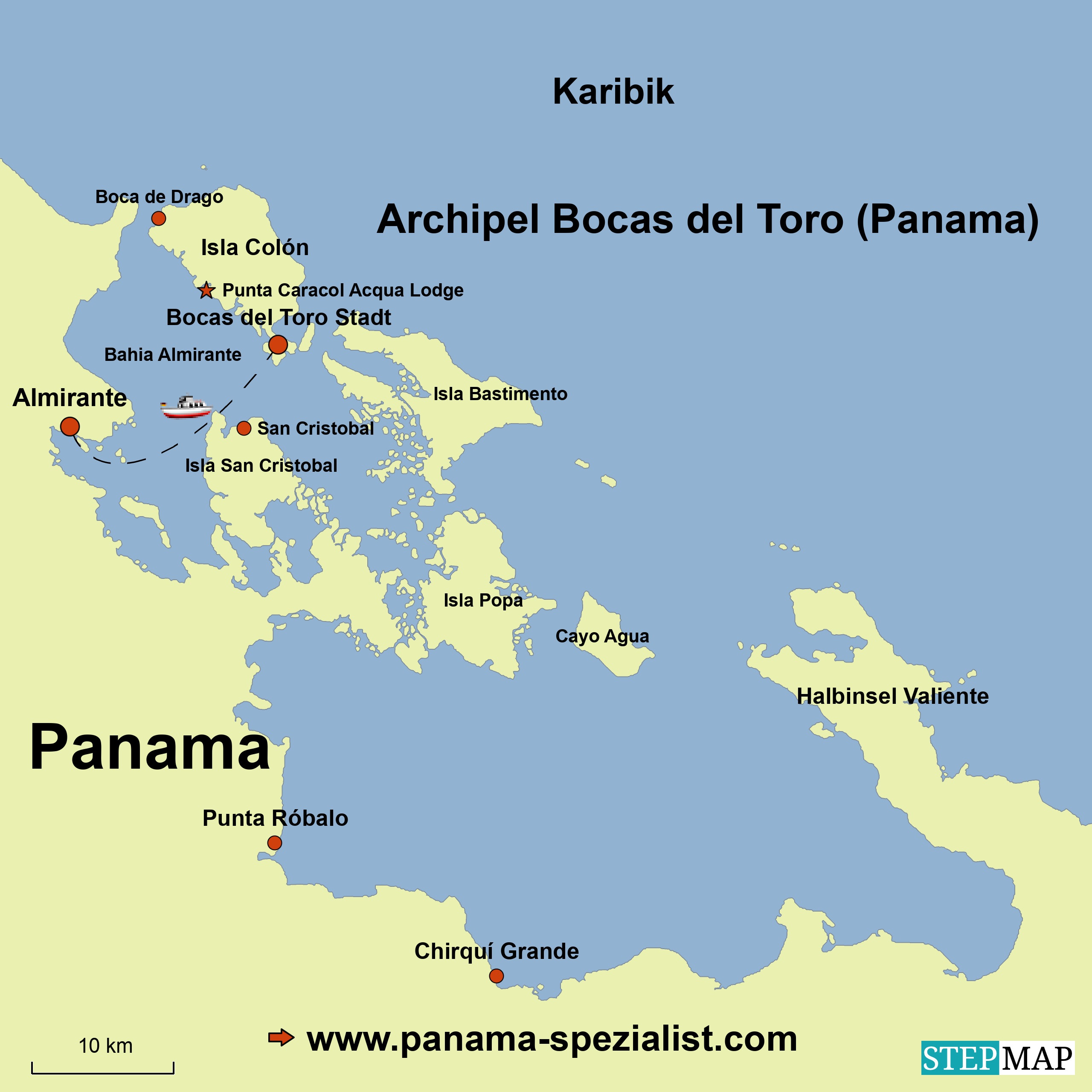StepMap Karte Bocas del Toro Panama